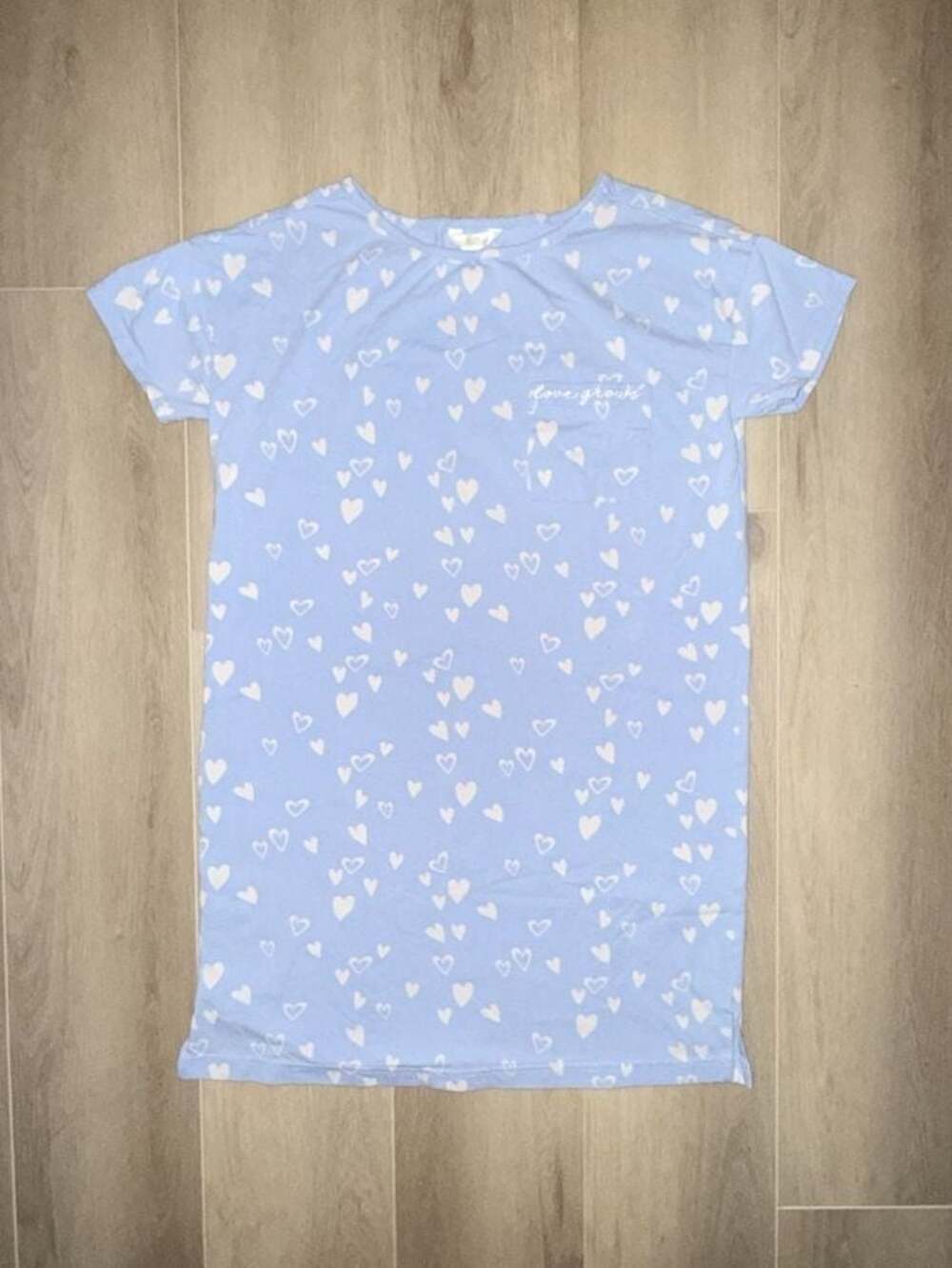 Matilda Jane Heart Print Sleep Shirt Nightgown Blue White Short Sleeve S